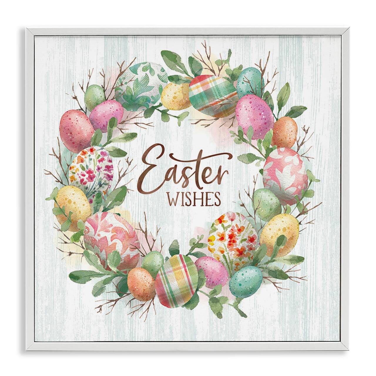Stupell Industries Easter Wishes Wreath Framed Giclee Art